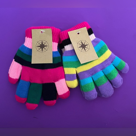 Youth girl’s multicolored gloves. Cute and bright colors!! 2 pairs. NWT. - Picture 2 of 11